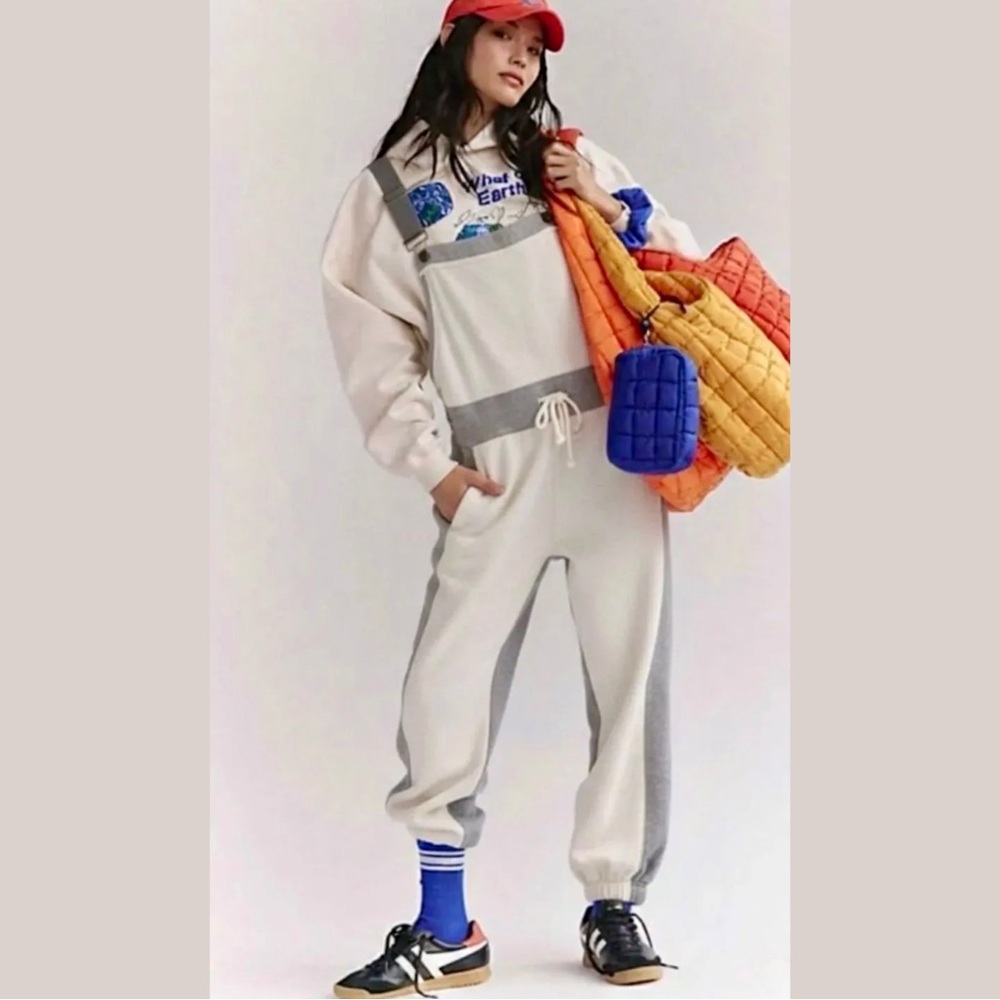 NWT FP Movement Making It Athleisure Overalls in Heather Grey Combo